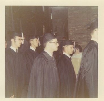 Spalding Graduation l-r: Jim Otten, Dave Dubicki, Tom Theado, ??