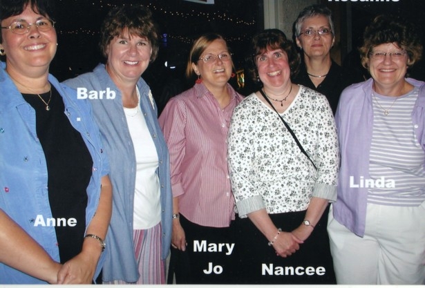 The Girls: Anne Winslow Gschwend, Barb Fones, Mary Jo Potts Evans, Nancee Bailey Tracy, Rosanne Cassidy Mesce, Linda Foley Howe