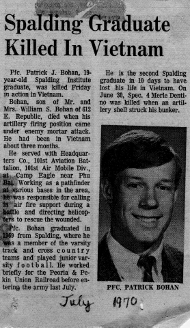 Newspaper Article about Patrick Bohans death