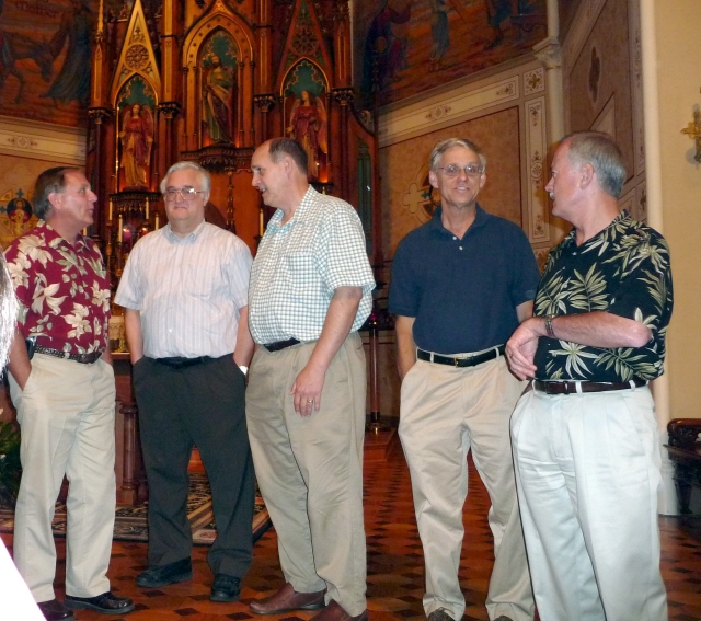 After Mass: Mike Bromley, Stan Radosevich, Gene Voss, Charlie Andrews, Louis Vachon