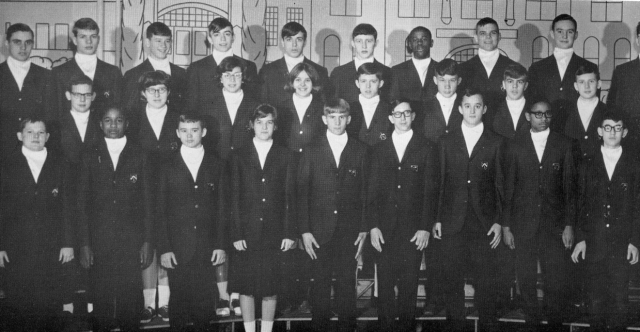 BAND: freshman first row - George Graves, Tony Eaton, Laurie Wlsenholm, Don Mahrt, Stan Radosevich, second row - Mary Cay Lammers, Mike Levine (Did I miss any freshman?)